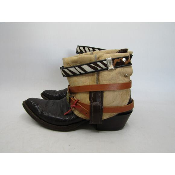 NOCONA Mens Size 8.5 D Dark Brown Leather Lizard Skin Fold Over Cowboy Boots main image 11
